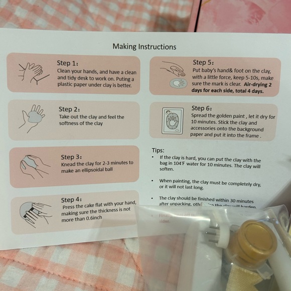 Baby handprints kit NWT clay and gold paint included - Picture 3 of 3